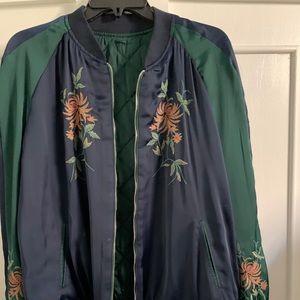 Embroider Baseball style satin jacket